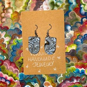 Black and White stripped polymer Clay earrings